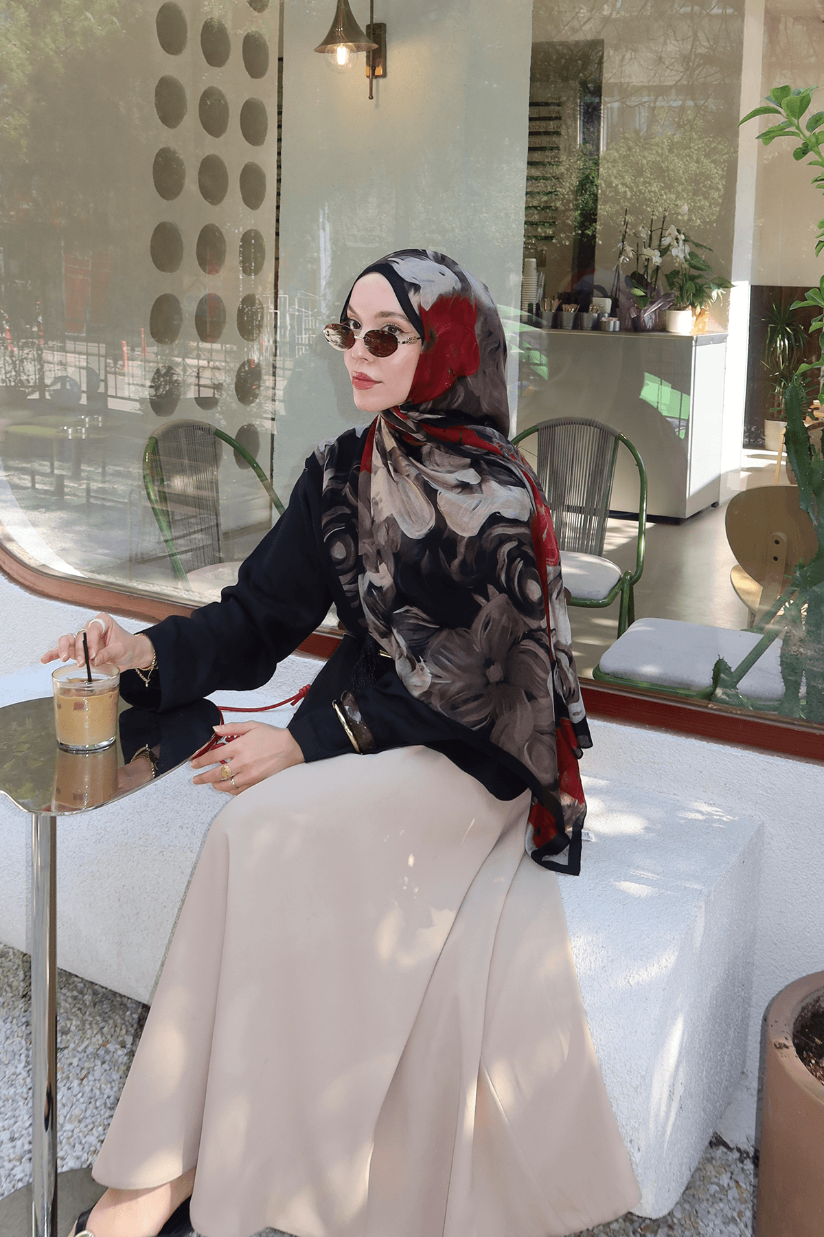 Liora Rami Şal - Siyah-Bordo