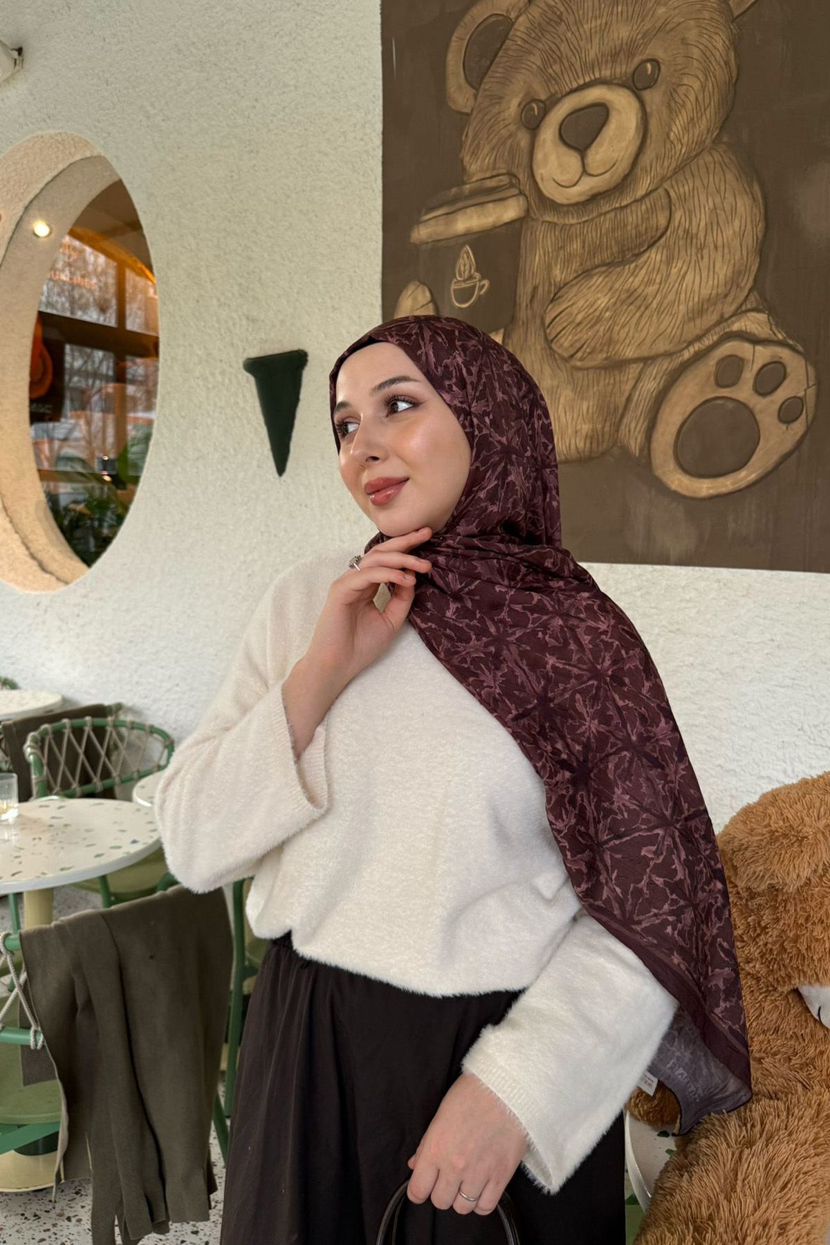 Vetra Kraş Şal - Kahve Pudra