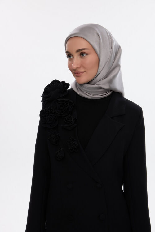 Abiye Saten Janjan Eşarp - Açık Gri - Camellia Scarfs (1)