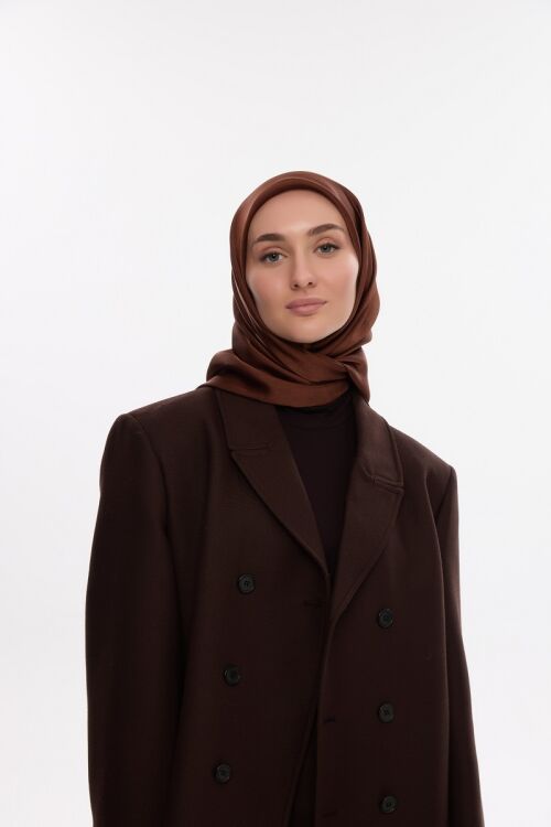Abiye Saten Janjan Eşarp - Açık Kahve - Camellia Scarfs (1)