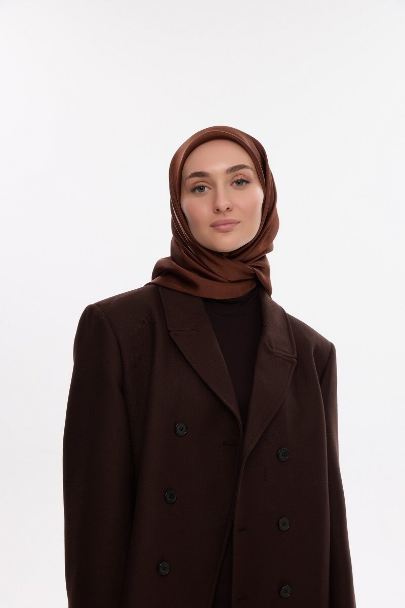 Abiye Saten Janjan Eşarp - Açık Kahve - 2