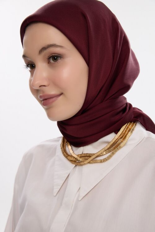 Abiye Saten Janjan Eşarp - Bordo 