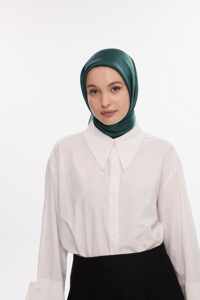 Abiye Saten Janjan Eşarp - Çam - 2