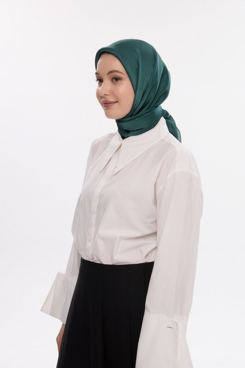 Abiye Saten Janjan Eşarp - Çam - 3