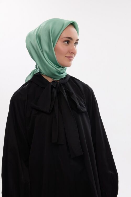 Abiye Saten Janjan Eşarp - Göl Yeşili 