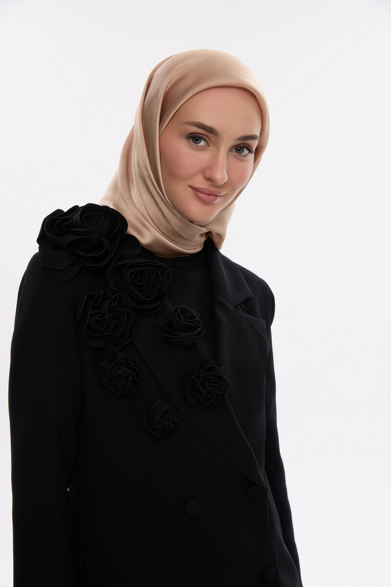 Abiye Saten Janjan Eşarp - Gold - 4