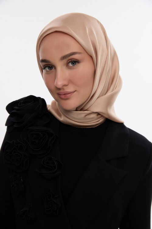 Abiye Saten Janjan Eşarp - Gold 