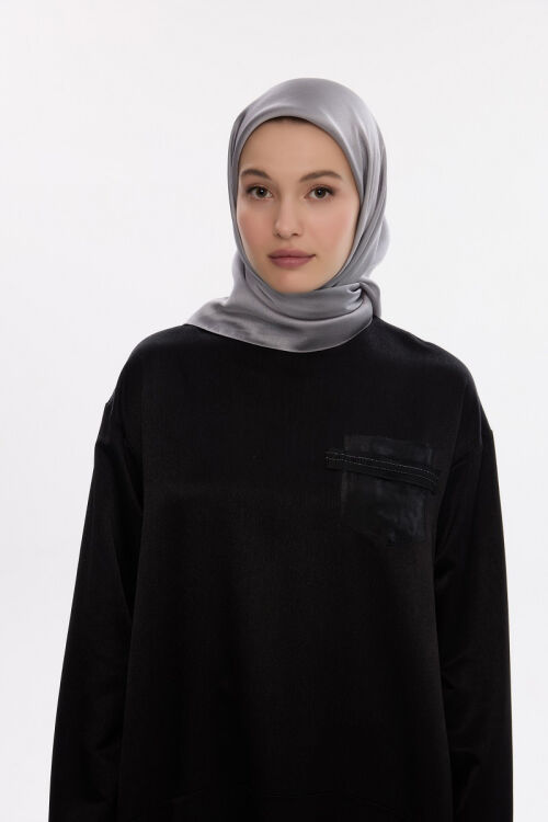 Abiye Saten Janjan Eşarp - Gümüş - Camellia Scarfs (1)