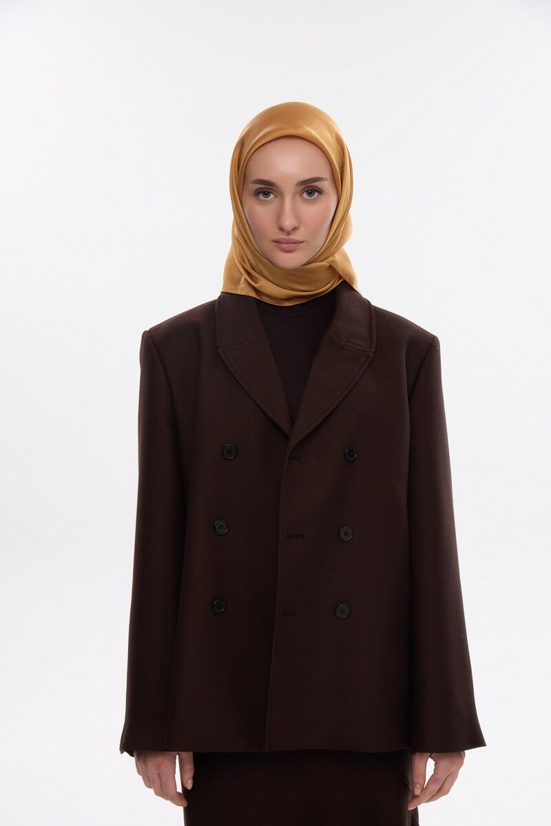 Abiye Saten Janjan Eşarp - Hardal - 2