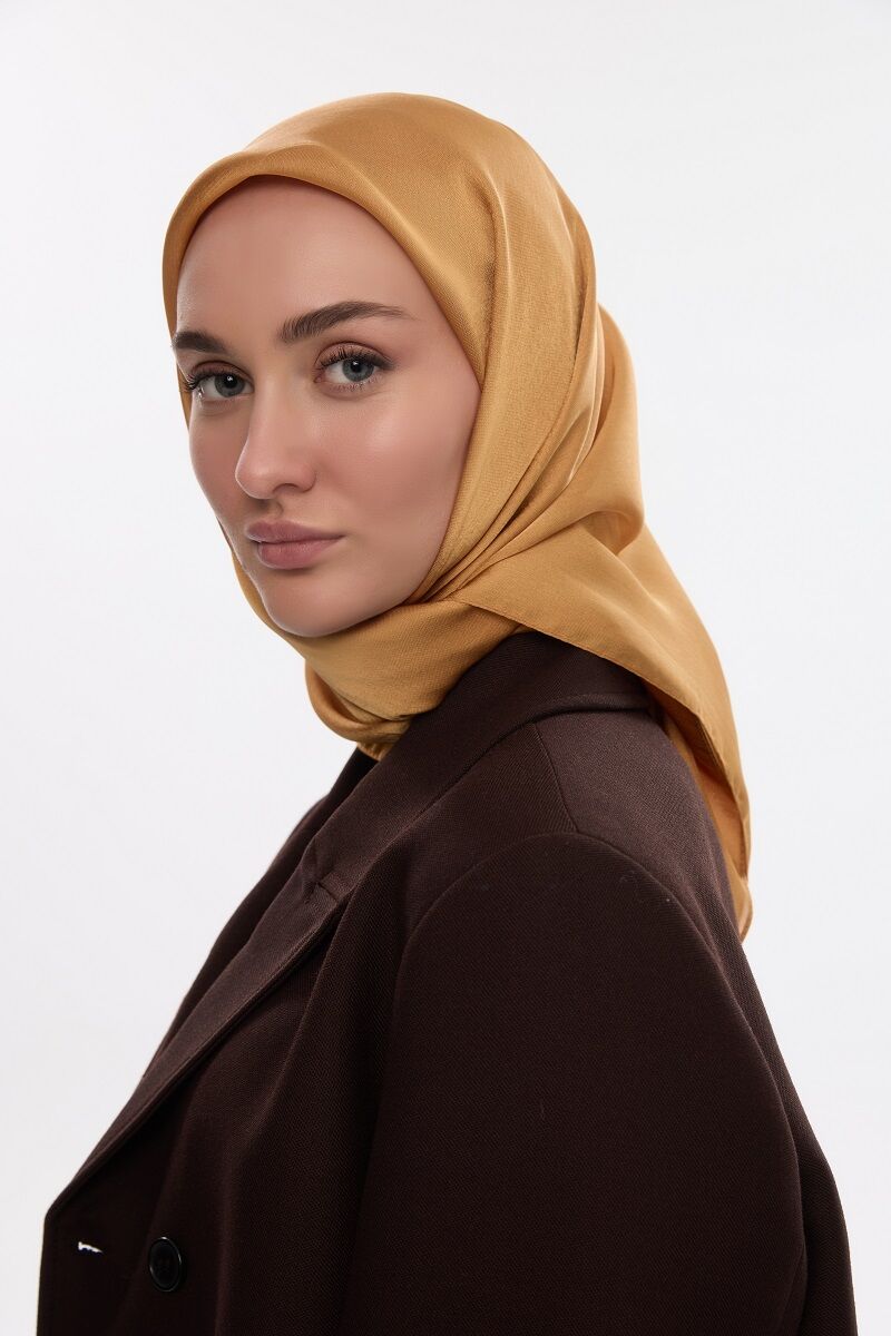 Abiye Saten Janjan Eşarp - Hardal - 3