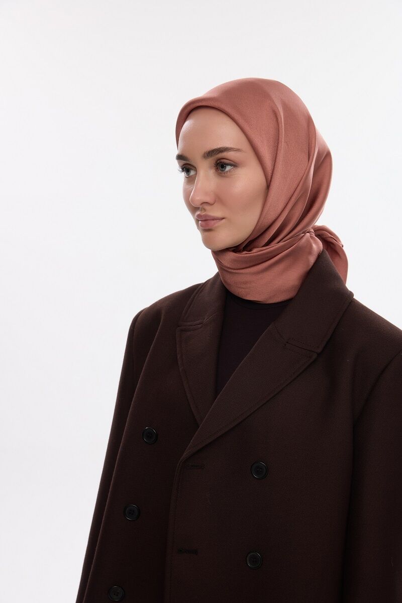 Abiye Saten Janjan Eşarp - Karamel - 2