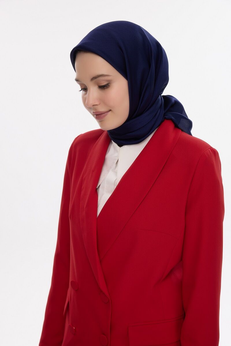 Abiye Saten Janjan Eşarp - Lacivert - 3