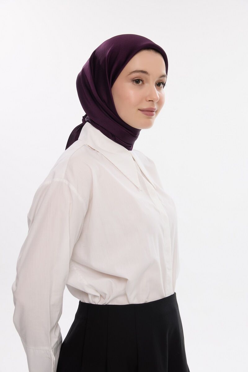 Abiye Saten Janjan Eşarp - Mürdüm - 2