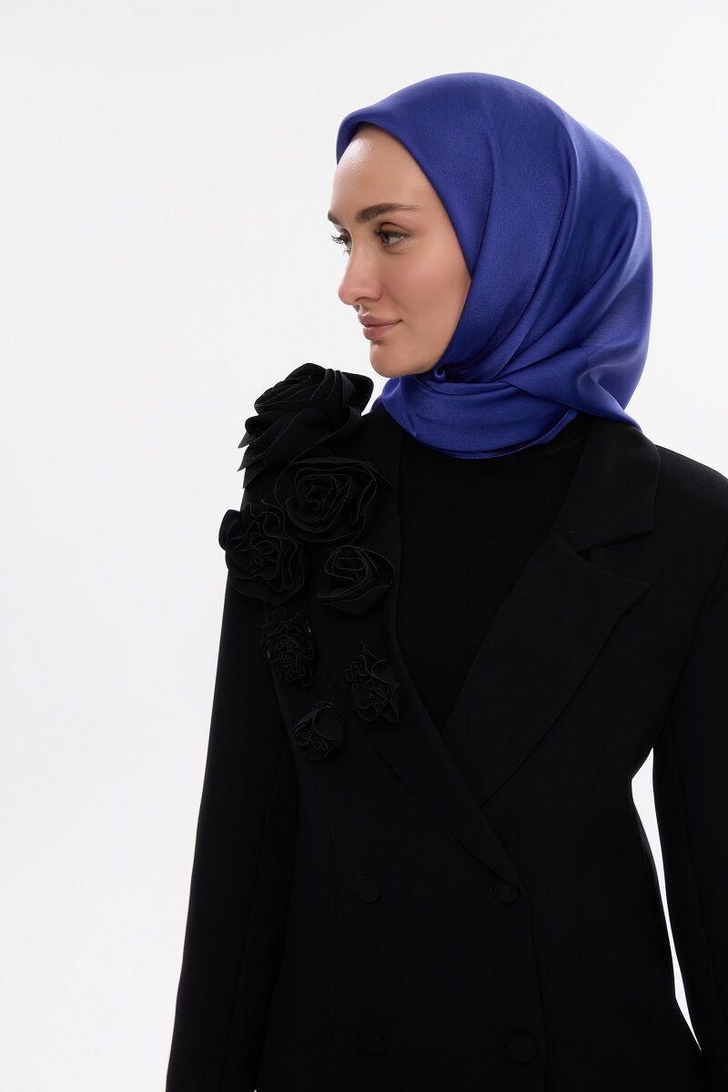 Abiye Saten Janjan Eşarp - Saks - 2