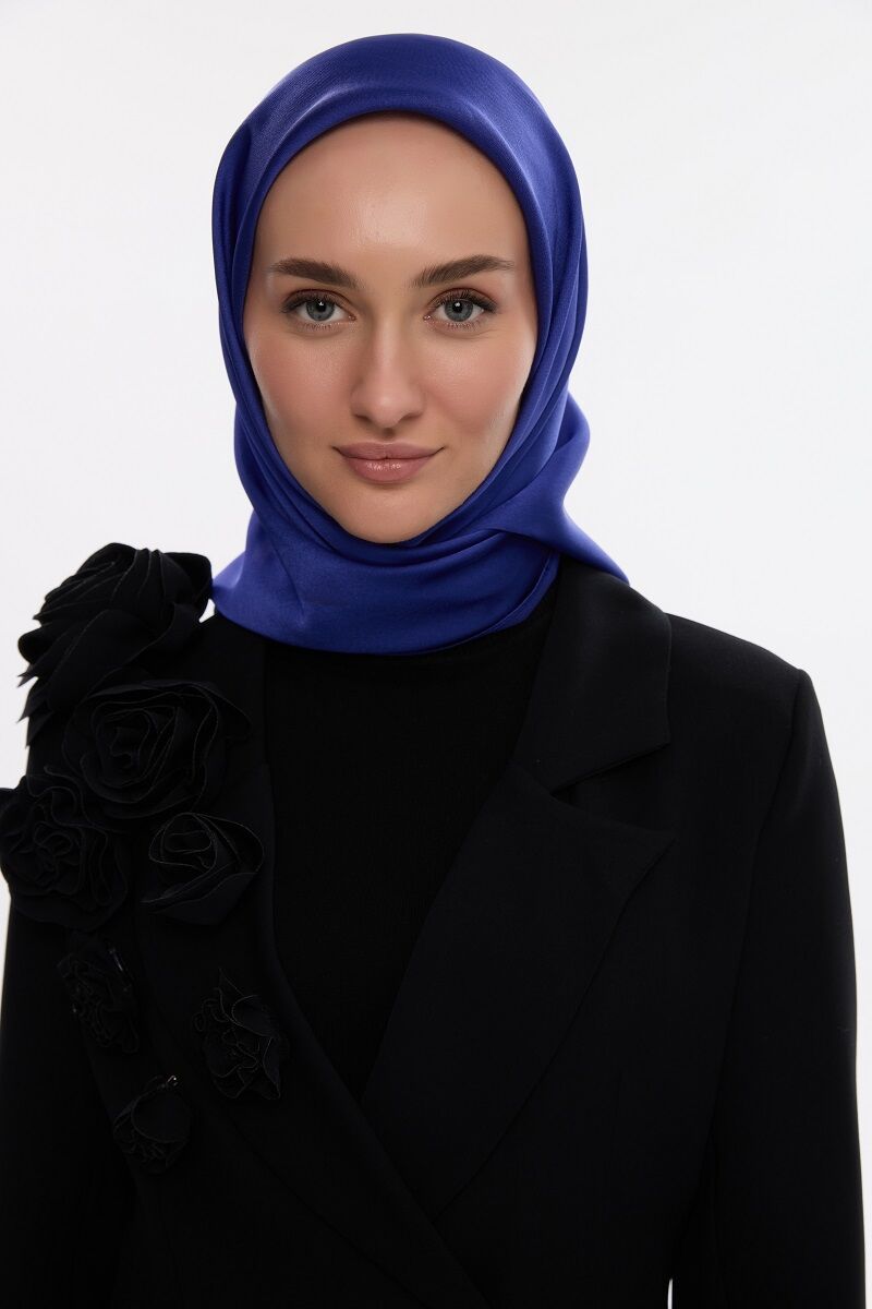 Abiye Saten Janjan Eşarp - Saks - 4