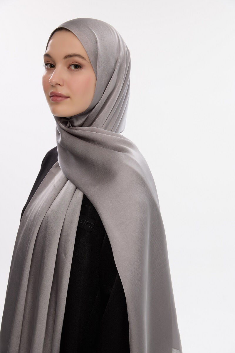 Abiye Saten Janjan Şal - Açık Gri - 3