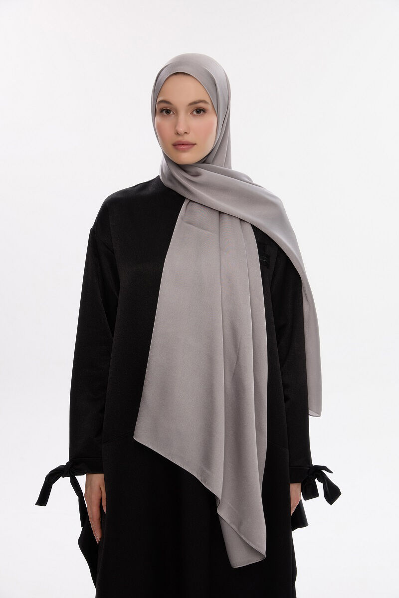 Abiye Saten Janjan Şal - Açık Gri - 4