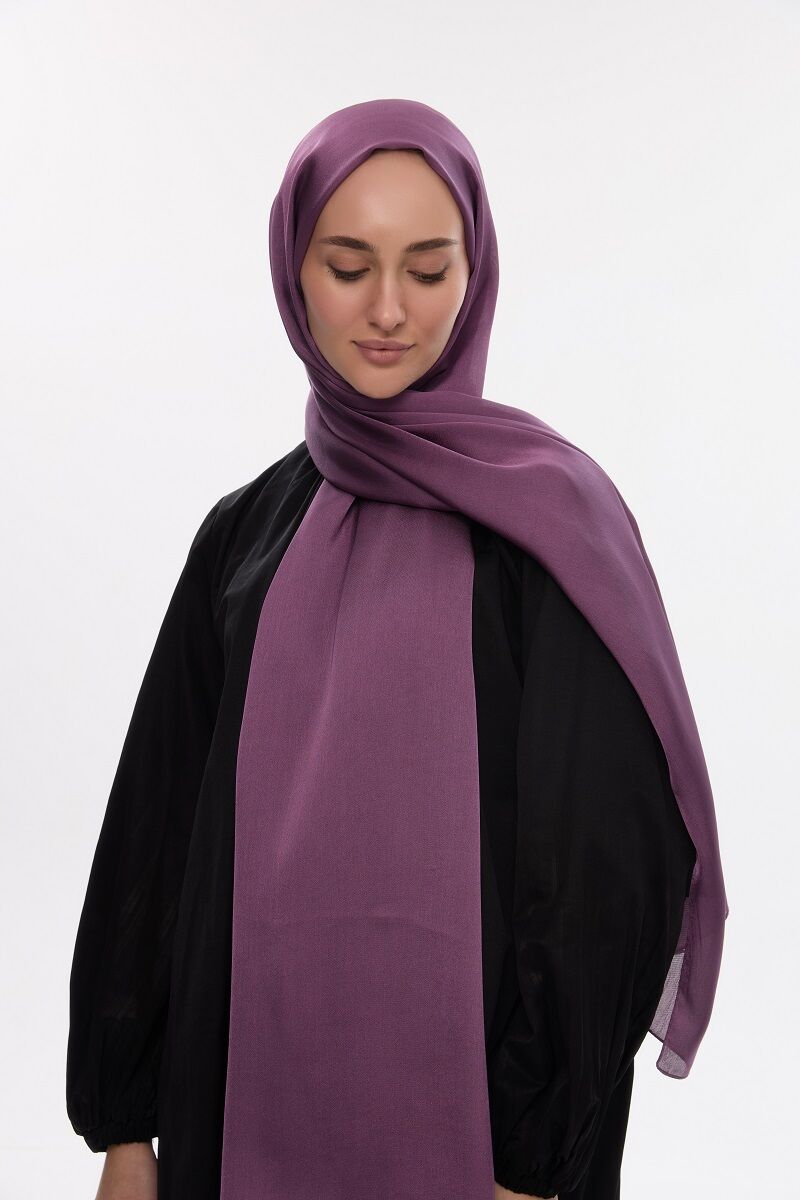 Abiye Saten Janjan Şal - Açık Mürdüm - 3