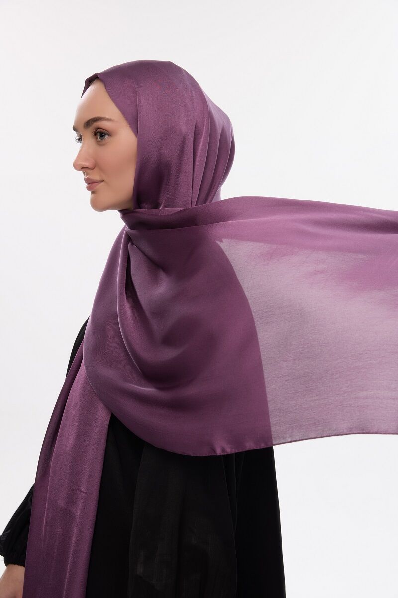 Abiye Saten Janjan Şal - Açık Mürdüm - 1