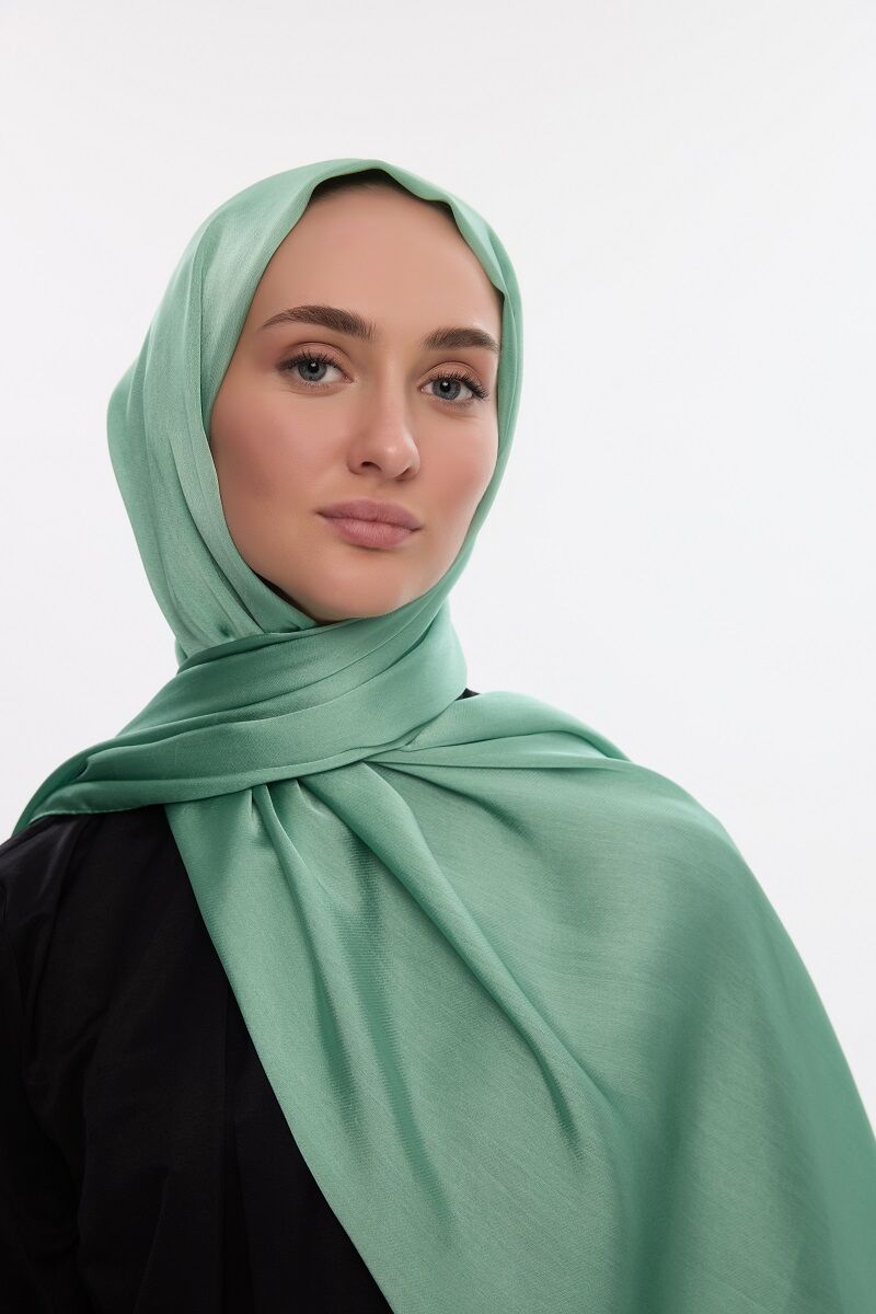 Abiye Saten Janjan Şal - Göl Yeşili - 1