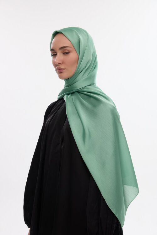 Abiye Saten Janjan Şal - Göl Yeşili - Camellia Scarfs (1)