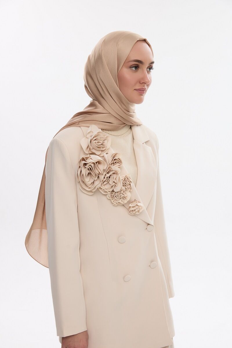 Abiye Saten Janjan Şal - Gold - 3