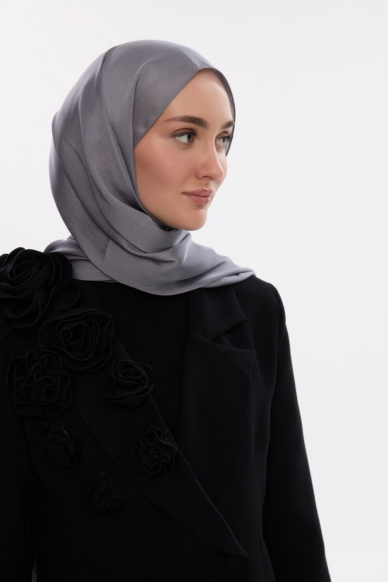 Abiye Saten Janjan Şal - Gri - 1