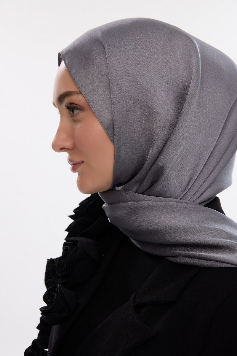 Abiye Saten Janjan Şal - Gri - 4