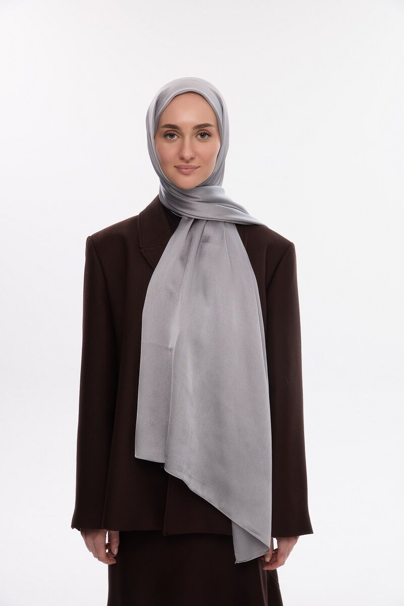 Abiye Saten Janjan Şal - Gümüş - 3