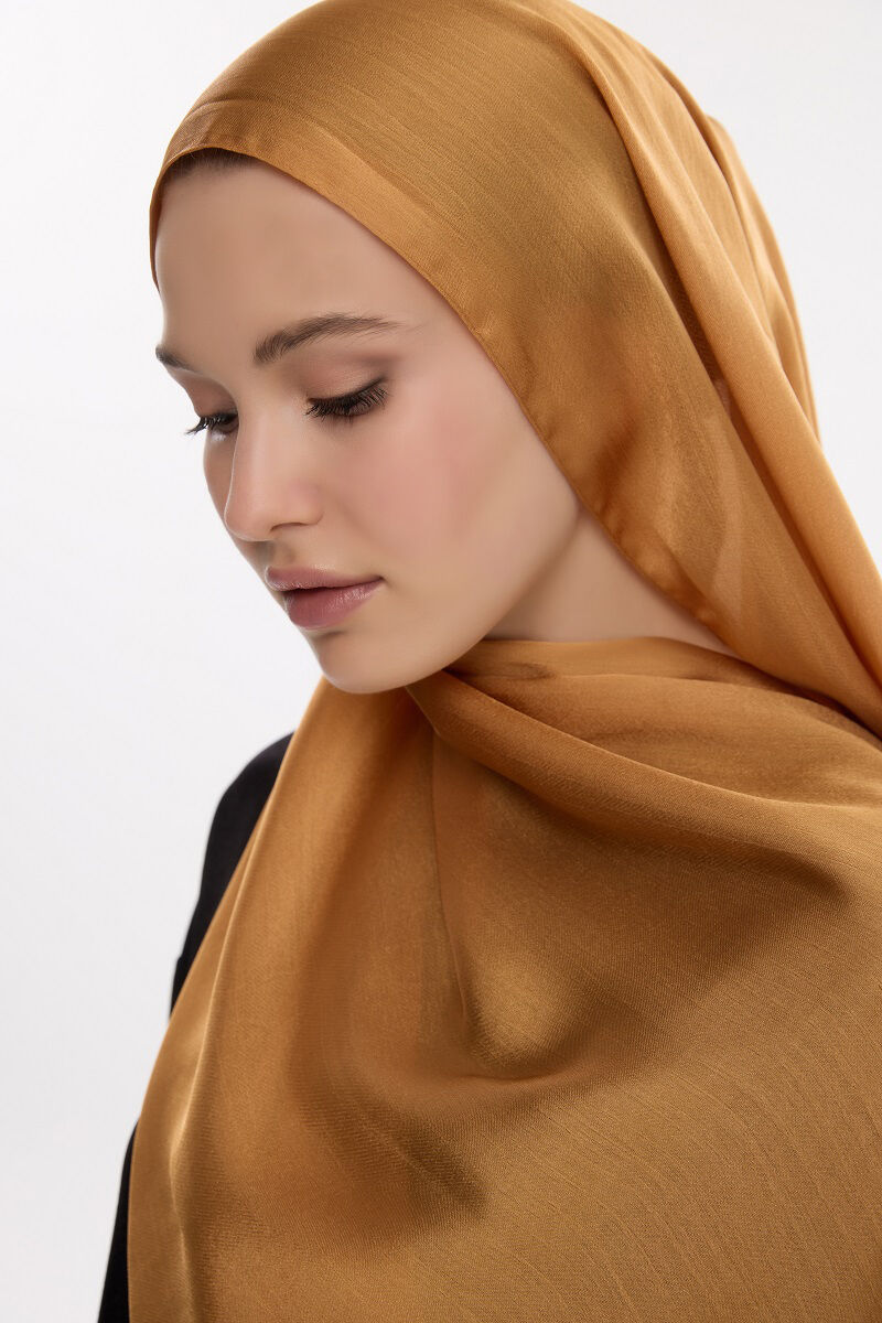 Abiye Saten Janjan Şal - Hardal - 3