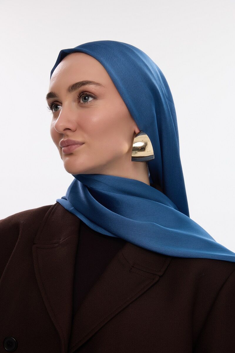 Abiye Saten Janjan Şal - İndigo - 1