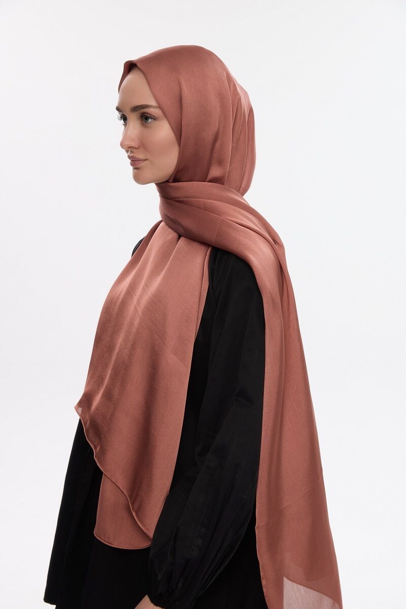 Abiye Saten Janjan Şal - Karamel - 3
