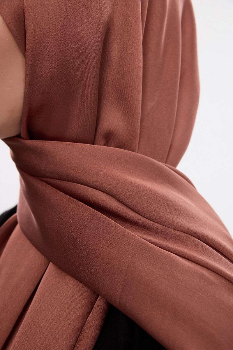 Abiye Saten Janjan Şal - Karamel - 4