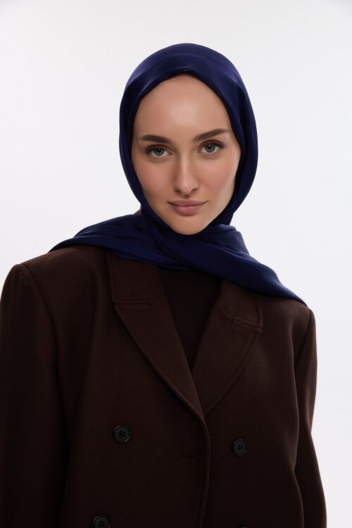 Abiye Saten Janjan Şal - Lacivert - Camellia Scarfs (1)