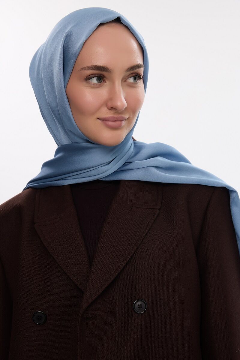 Abiye Saten Janjan Şal - Mavi - 1