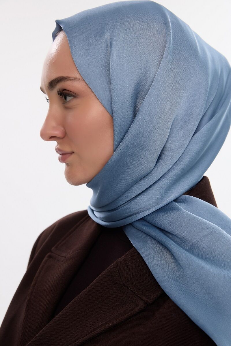 Abiye Saten Janjan Şal - Mavi - 2