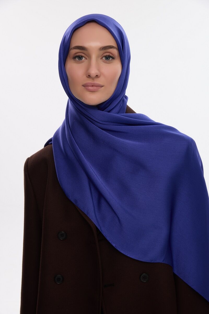 Abiye Saten Janjan Şal - Morcivert - 1