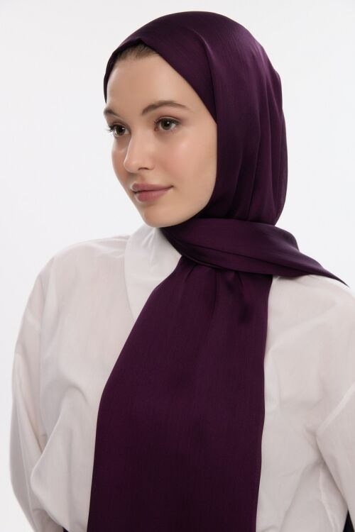 Abiye Saten Janjan Şal - Mürdüm 