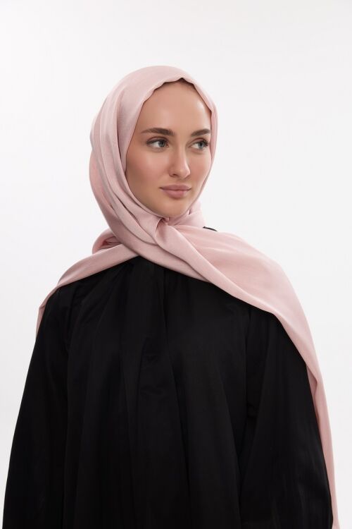 Abiye Saten Janjan Şal - Pudra - Camellia Scarfs (1)