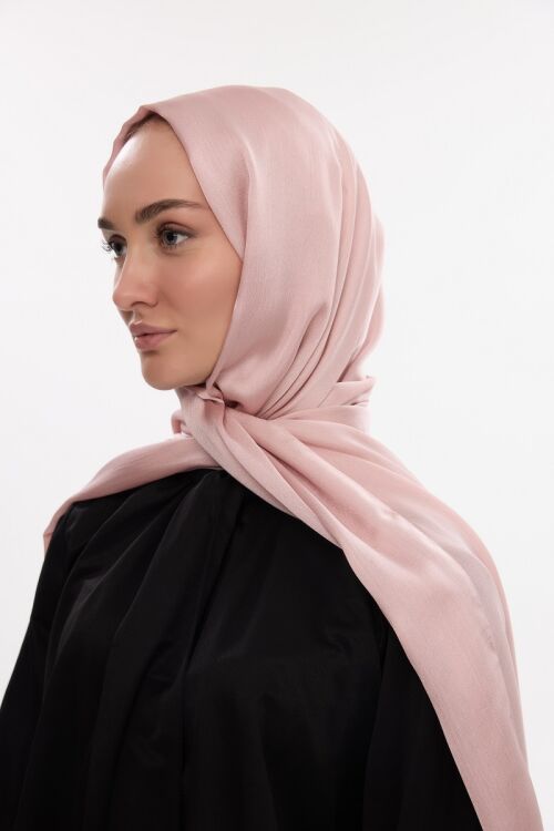Abiye Saten Janjan Şal - Pudra - Camellia Scarfs