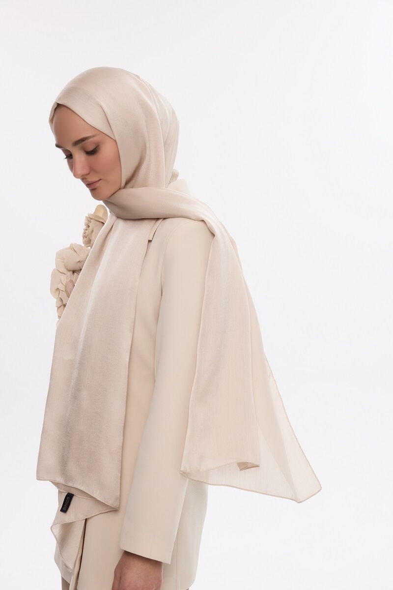 Abiye Saten Janjan Şal - Taş - 3