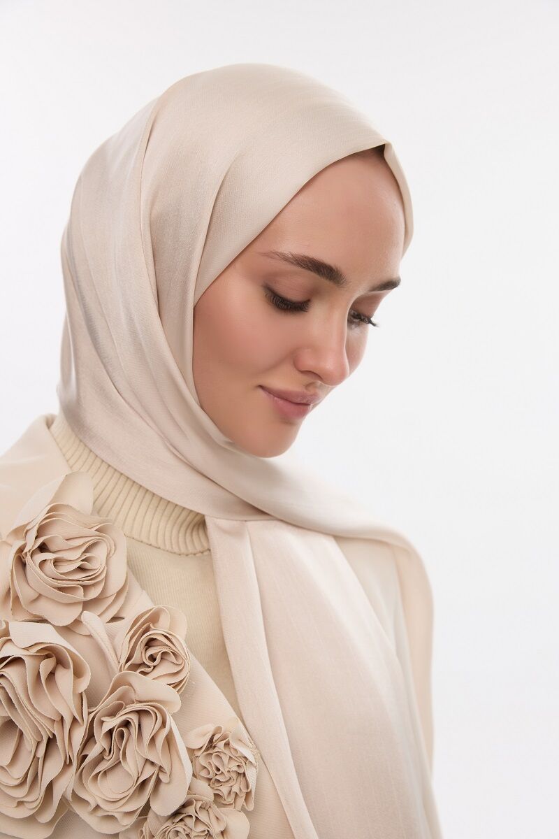 Abiye Saten Janjan Şal - Taş - 1