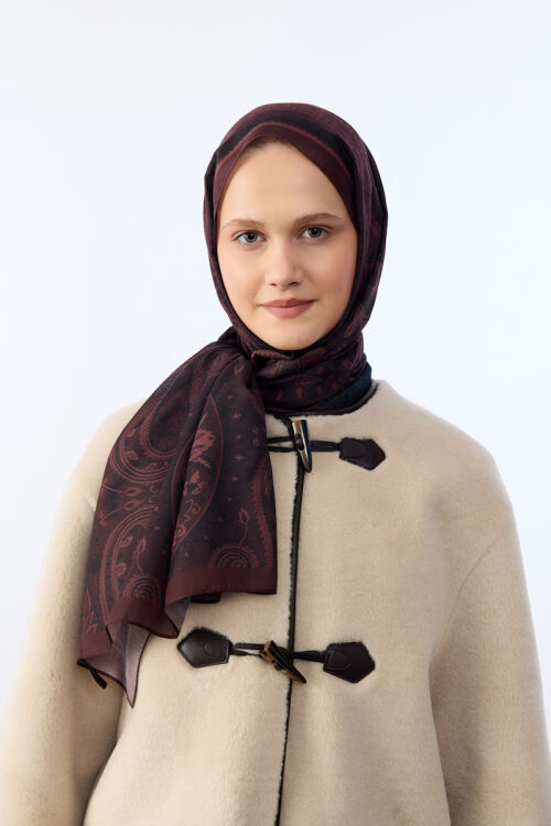 Allica Desen Şal - Bordo 