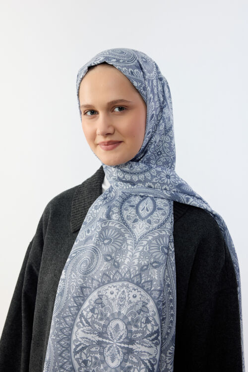 Allica Desen Şal - Füme - Camellia Scarfs (1)