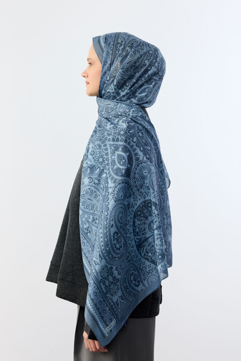 Allica Desen Şal - İndigo - 3