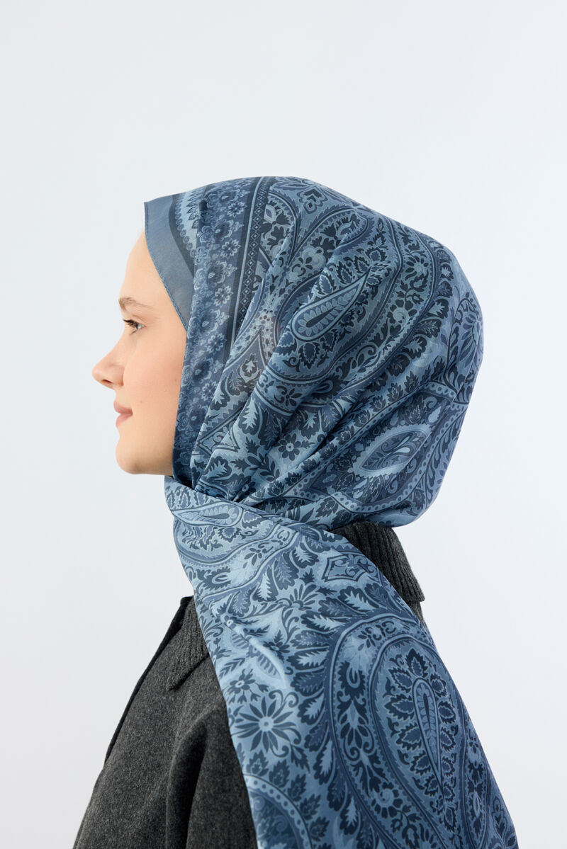 Allica Desen Şal - İndigo - 4