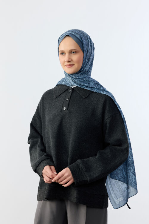 Allica Desen Şal - İndigo - Camellia Scarfs (1)