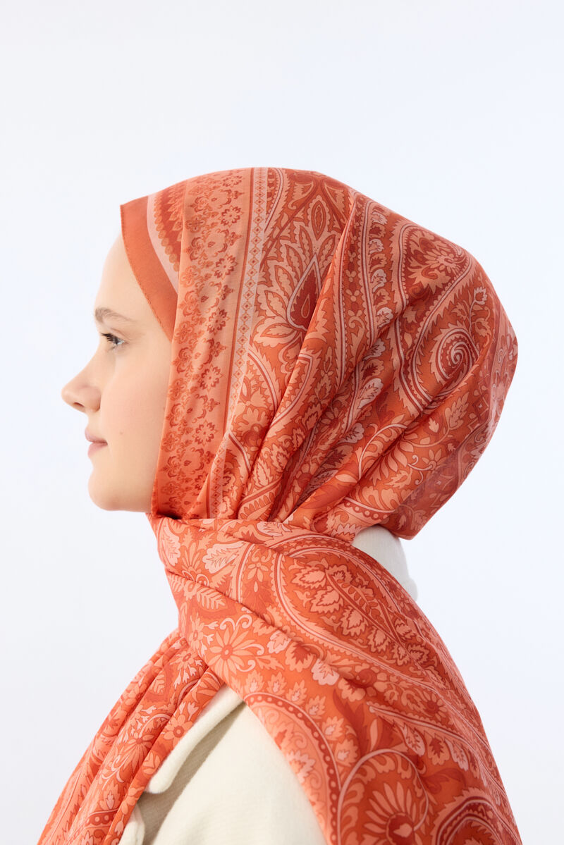 Allica Desen Şal - Kiremit - 4