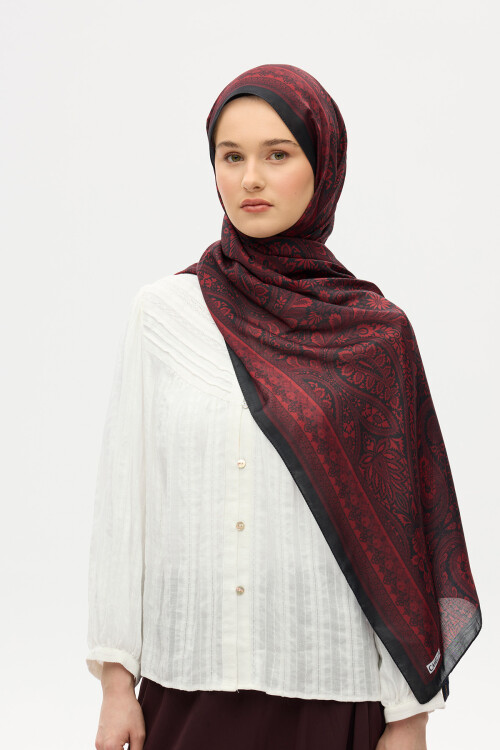 Allica Desen Şal - Kırmızı - Camellia Scarfs (1)