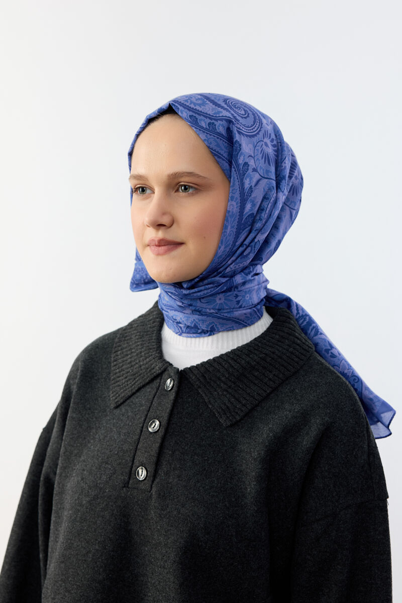 Allica Desen Şal - Morcivert - 4